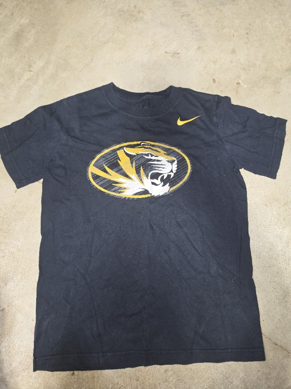 Nike Youth Black Graphic Logo T-Shirt with Yellow Accent